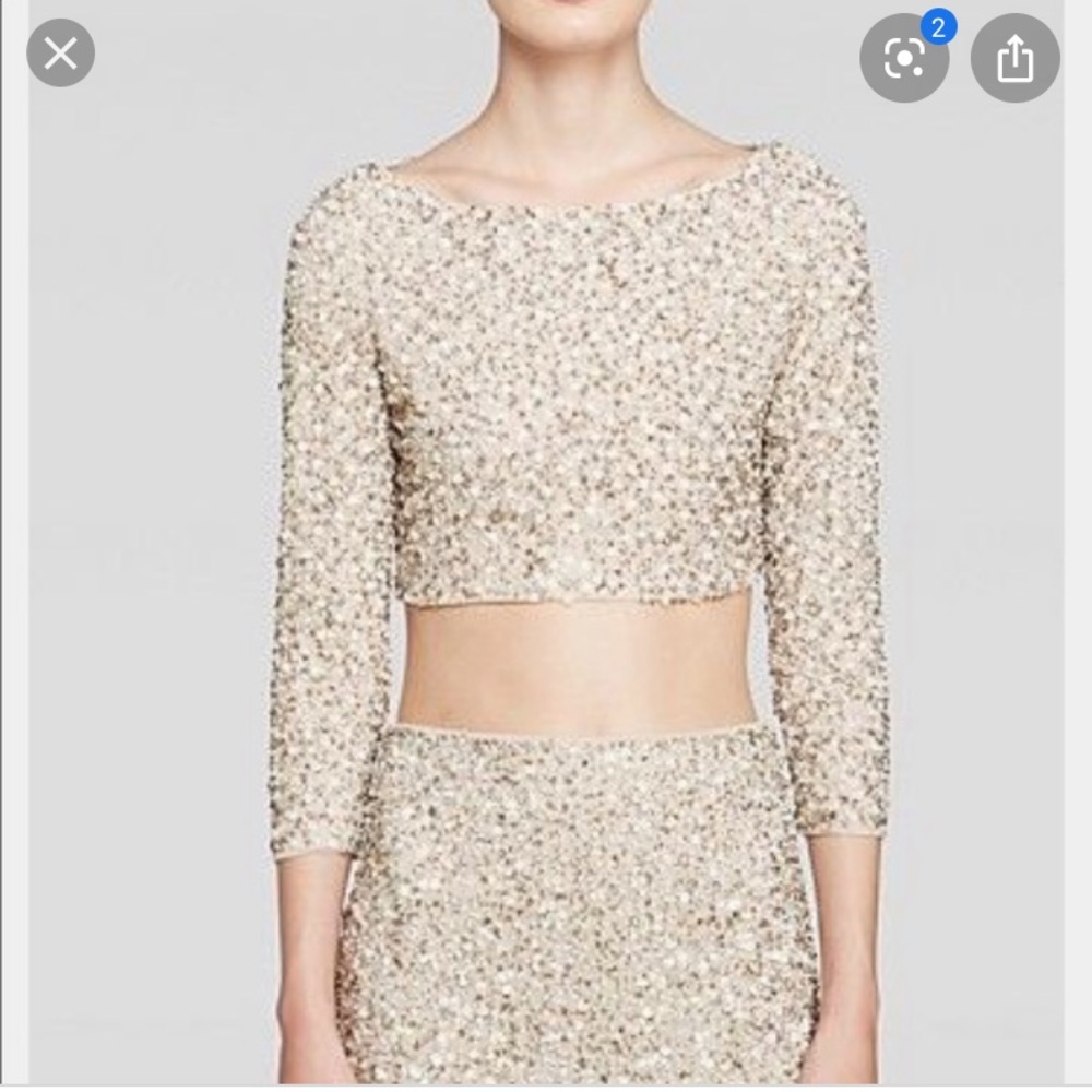 Alice + Olivia Mesh Embroidered Crop Top NYE🎉